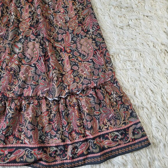 Boemo Long Skirt Womens Large Green A-line Tiered Tasseled Bohemian Paisley - Picture 13 of 13